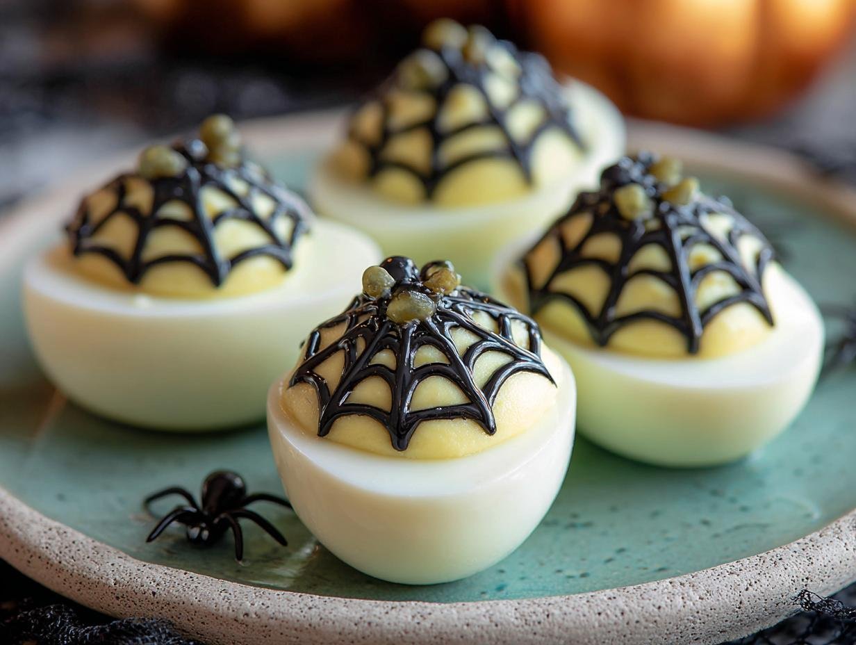 Spider Web Deviled Eggs: 6 Spooky Delights - Spider Web Deviled Eggs - additional detail