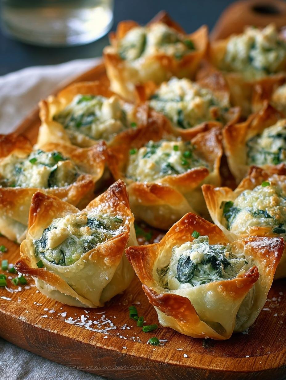 Baked Spinach Artichoke Wonton Cups: 12 Flavorful Bites - Baked Spinach Artichoke Wonton - additional detail