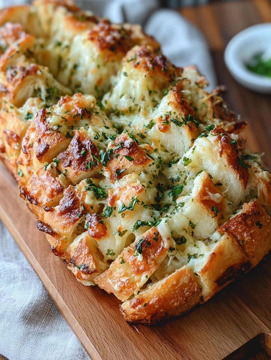 Deliciously golden-brown Cheesy Garlic Pull-Apart Bread fresh from the oven, ready to be served as a marvelous appetizer