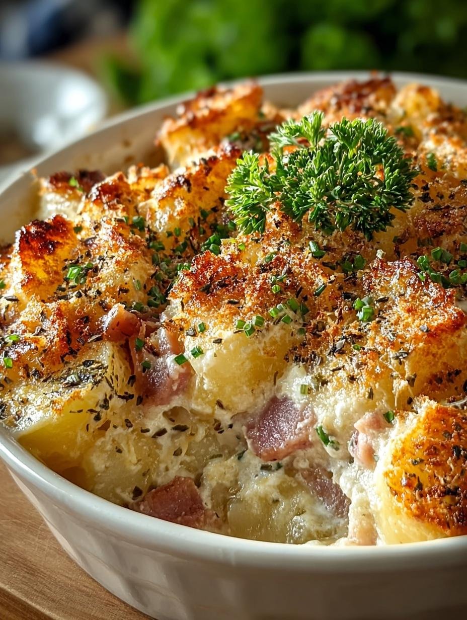 Delicious Chicken Cordon Bleu Casserole served with a side of vegetables