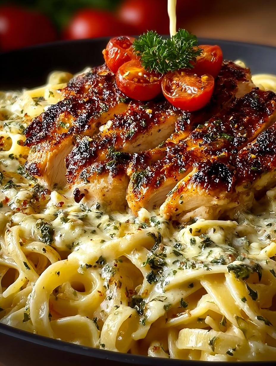 Irresistible Chicken Garlic Parmesan Pasta served in a bowl with fresh herbs