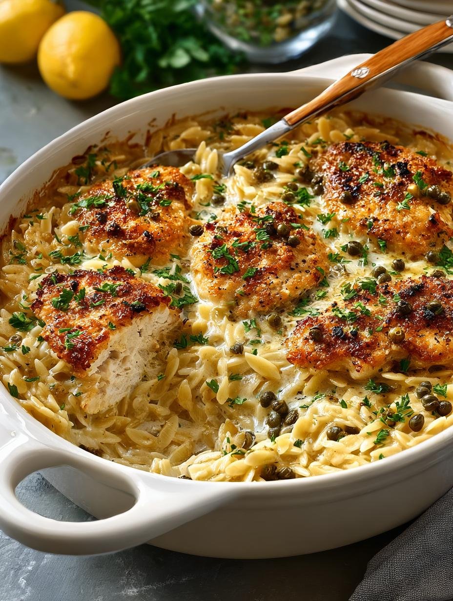 Delicious Chicken Piccata Orzo Casserole Recipe - Chicken Piccata Orzo Casserole - main visual representation