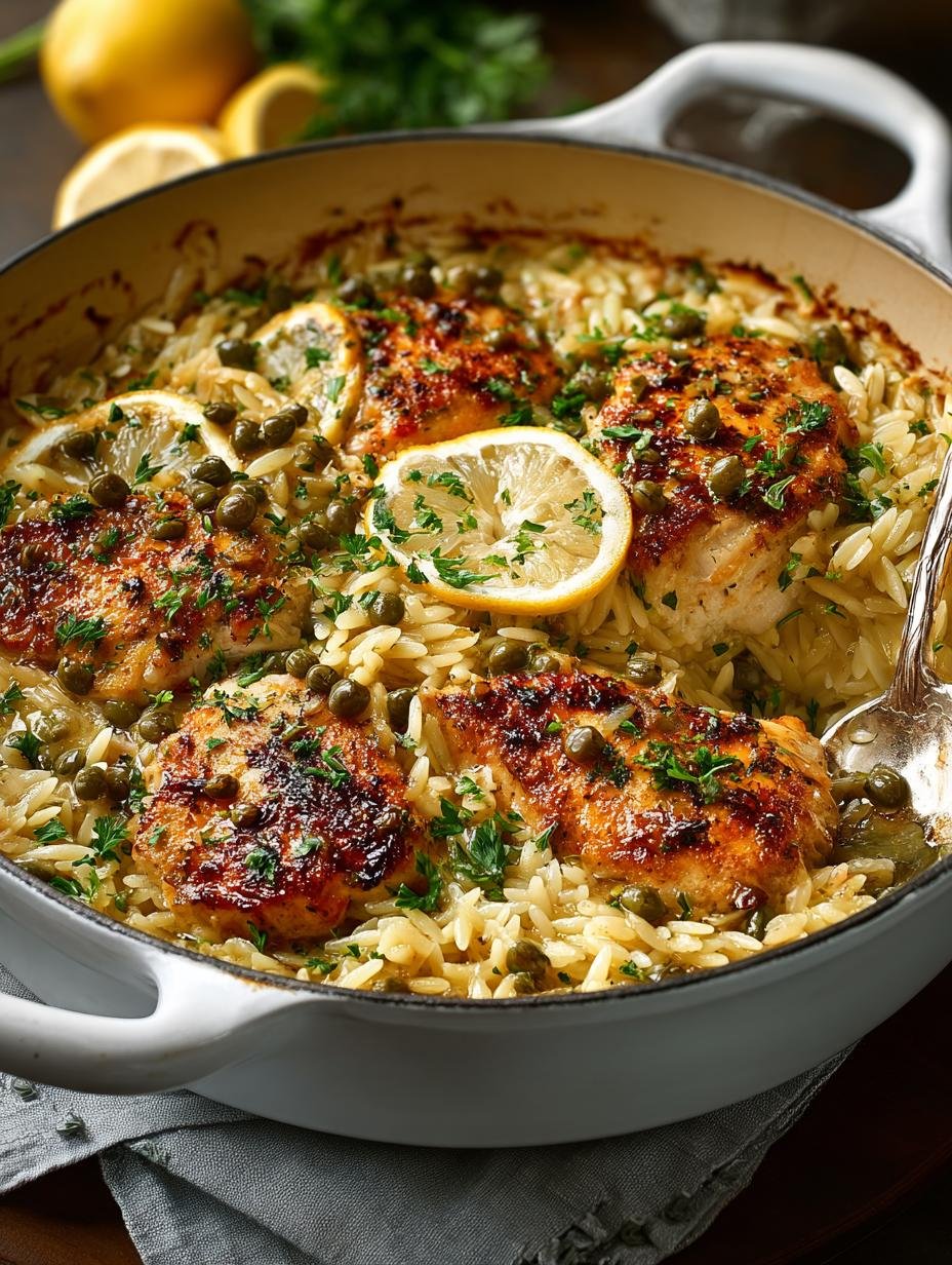 Chicken Piccata Orzo Casserole