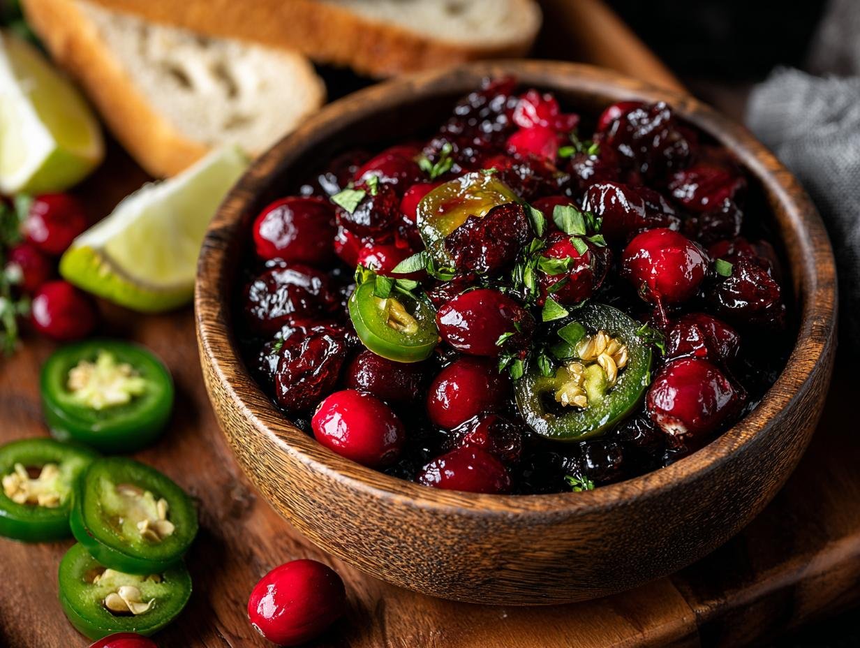 Cranberry Candied Jalapenos: Perfect Sweet & Spicy Treat - Jars filled with cranberry candied jalapenos and syrup