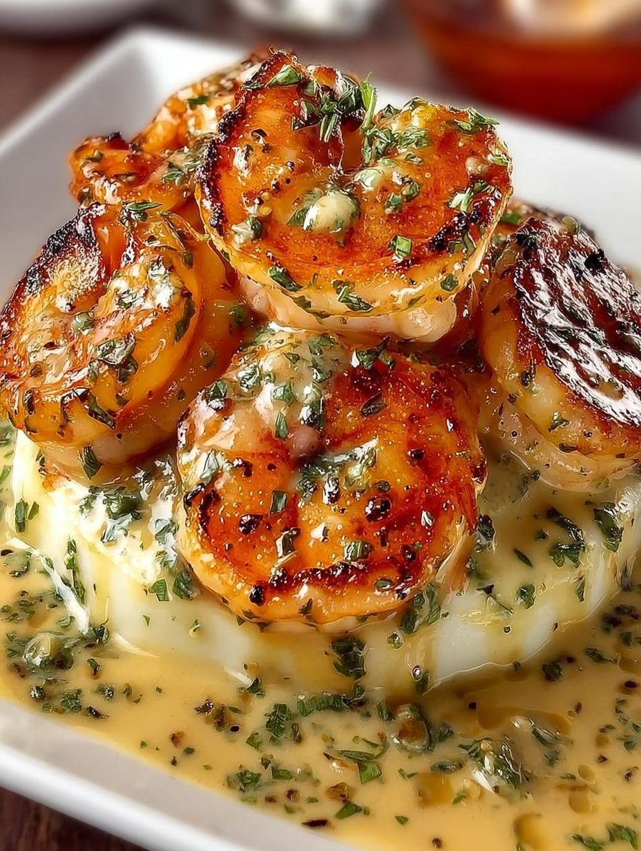 Creamy Garlic Shrimp Over