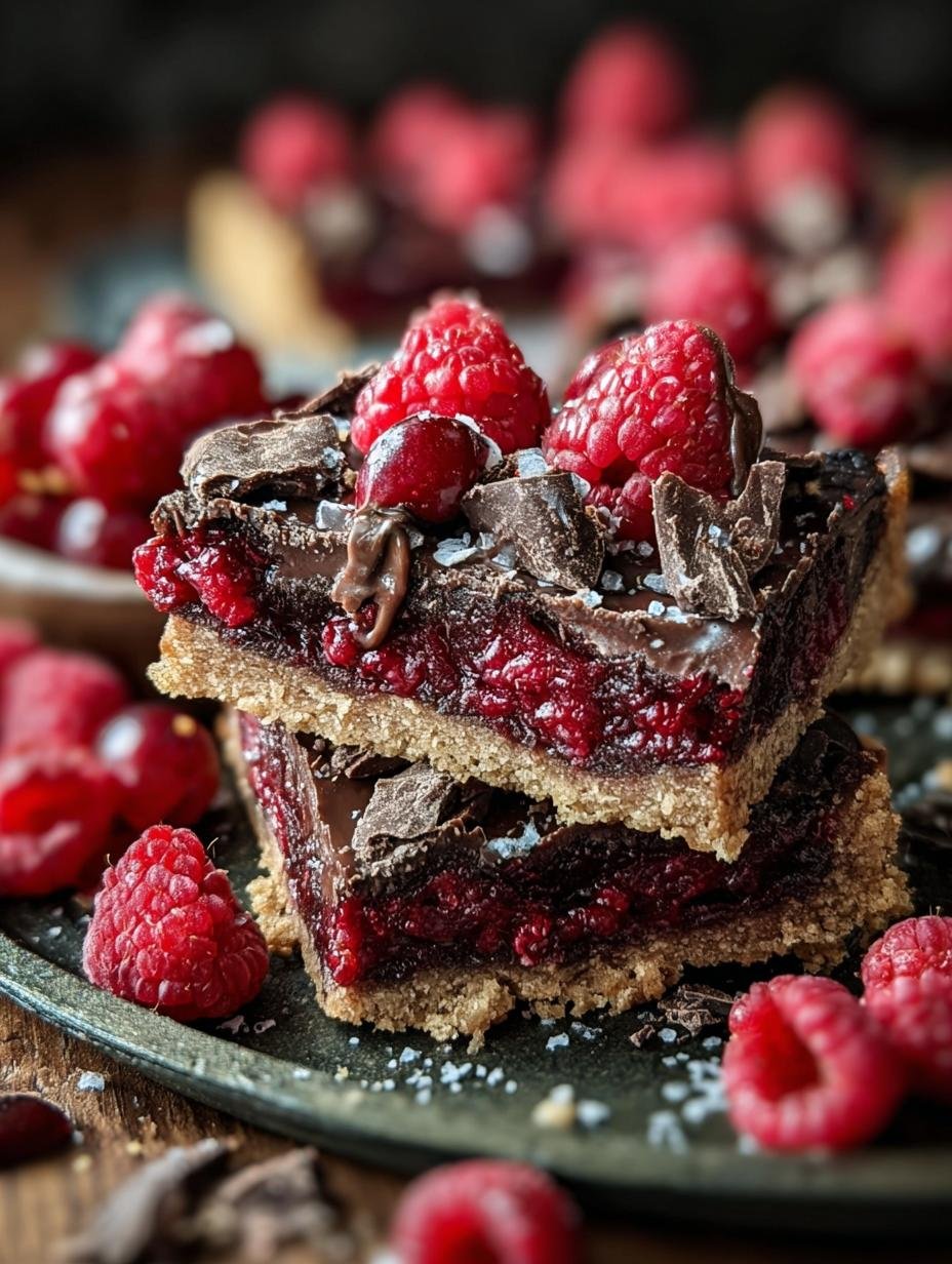 Decadent Dark Chocolate Raspberry Pie - a whole pie ready to be sliced