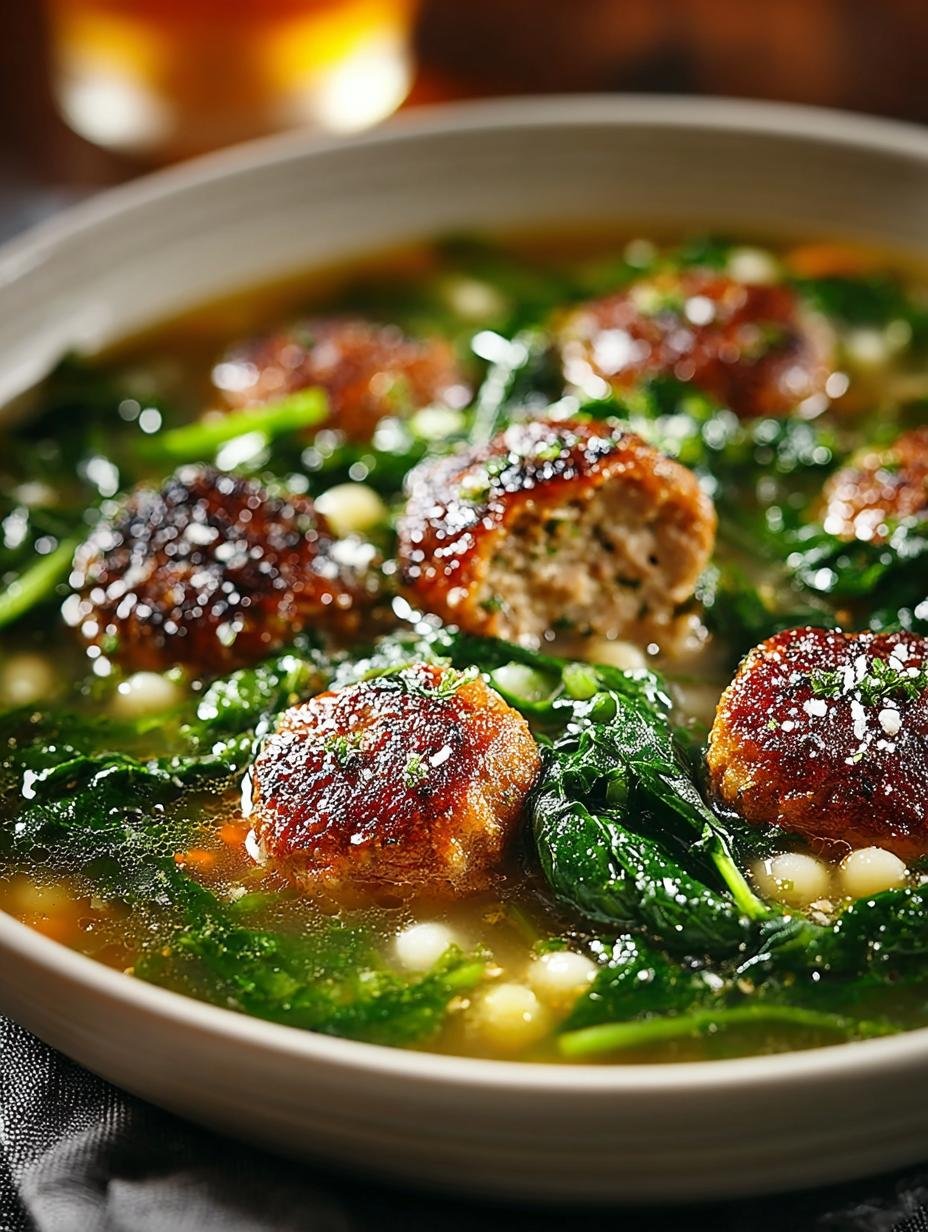 Italian Wedding Soup with Delicious Meatballs for Comfort - Italian Wedding Soup with - additional detail
