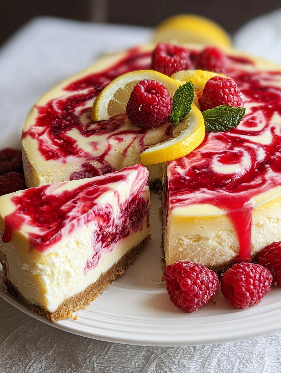 Lemon Raspberry Swirl Cheesecake