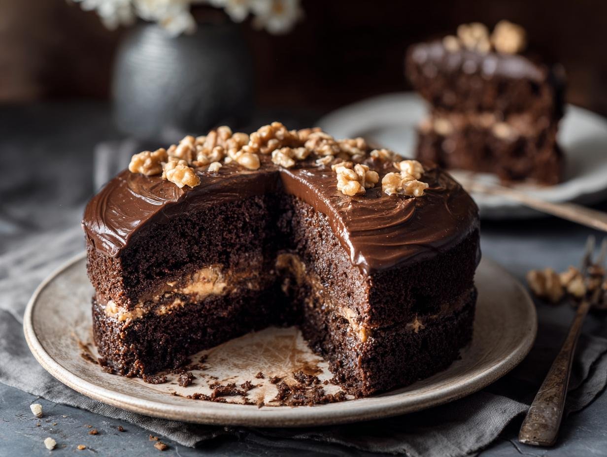 Moist Chocolate Walnut Cake: Best Ever Recipe - Moist Chocolate Walnut Cake - additional detail
