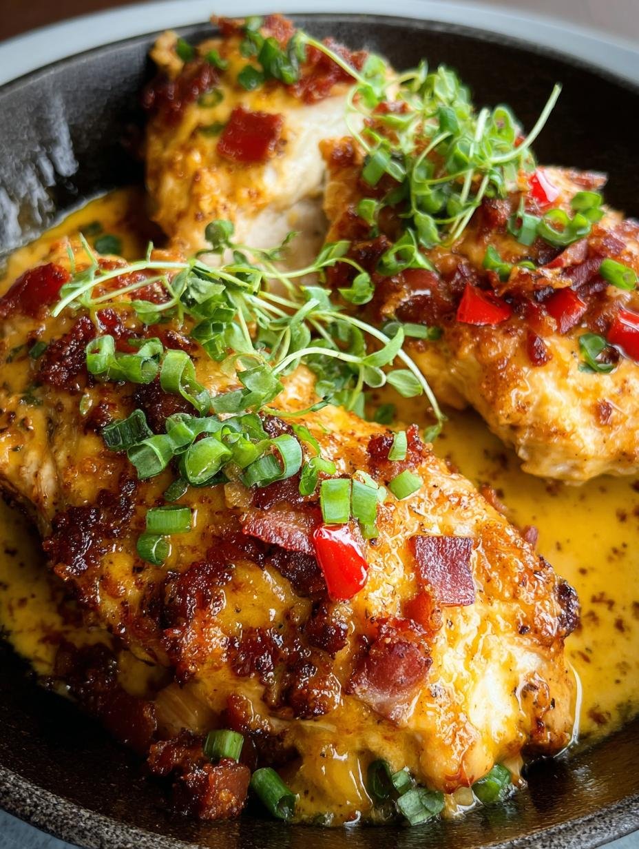 Amazing Monterey Chicken: 20-Minute Meal Bliss - Monterey Chicken - close-up of melted cheese and bacon