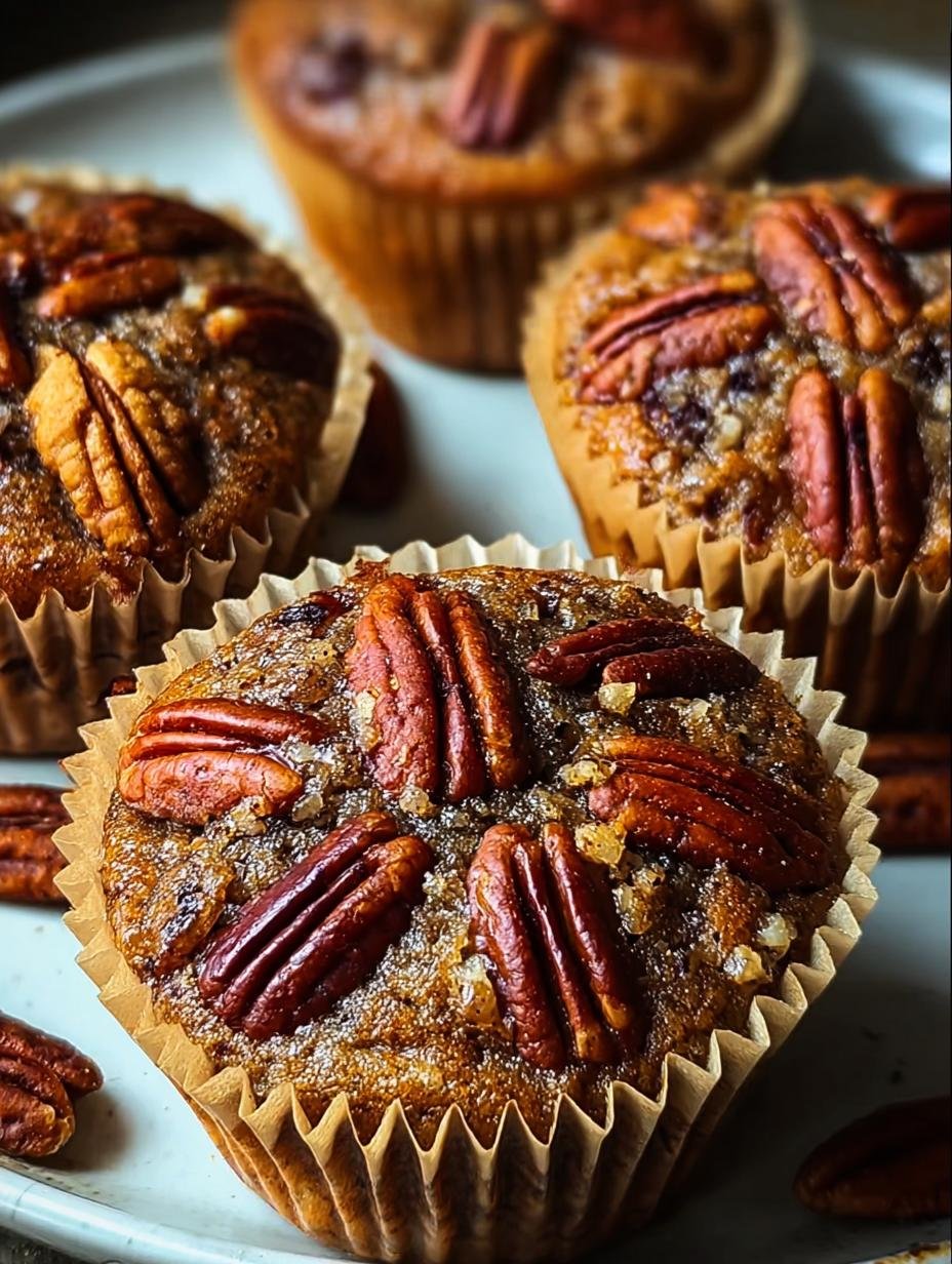 Delicious Pecan Pie Muffins with golden tops and a rich, nutty streusel