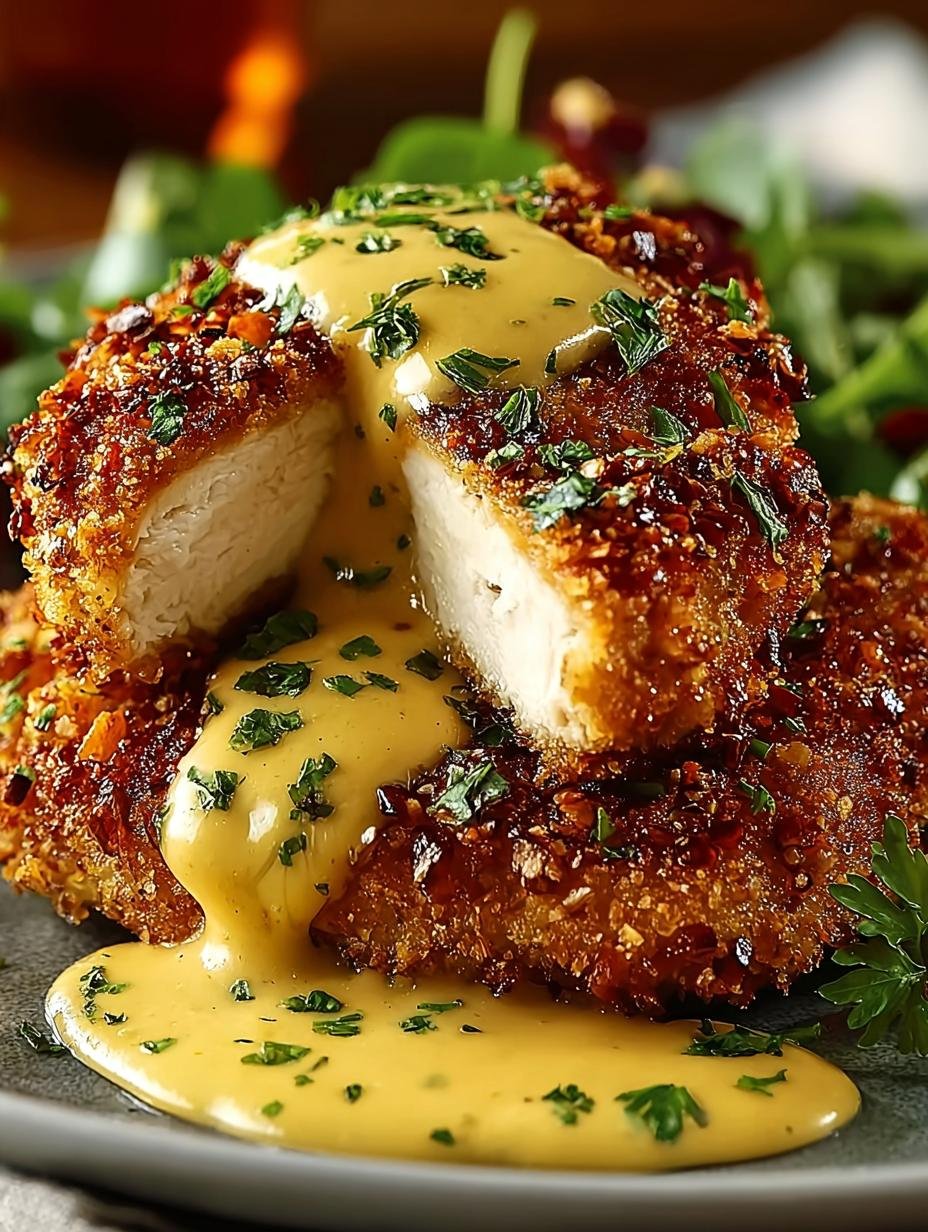 Pretzel-Crusted Chicken with Creamy Mustard Sauce Recipe - Pretzel%e2%80%91crusted Chicken with Creamy - main visual representation