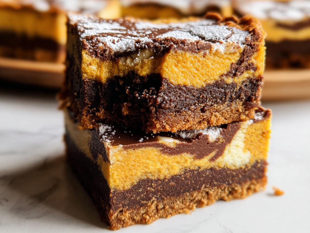 Delicious Pumpkin Chocolate Cheesecake Bars - Pumpkin Chocolate Cheesecake Bars - main visual representation