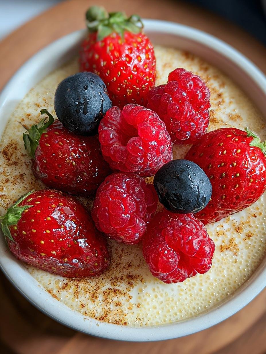 Deliciously creamy Quinoa Pudding with fresh berries and mint, perfect for a healthy breakfast or dessert