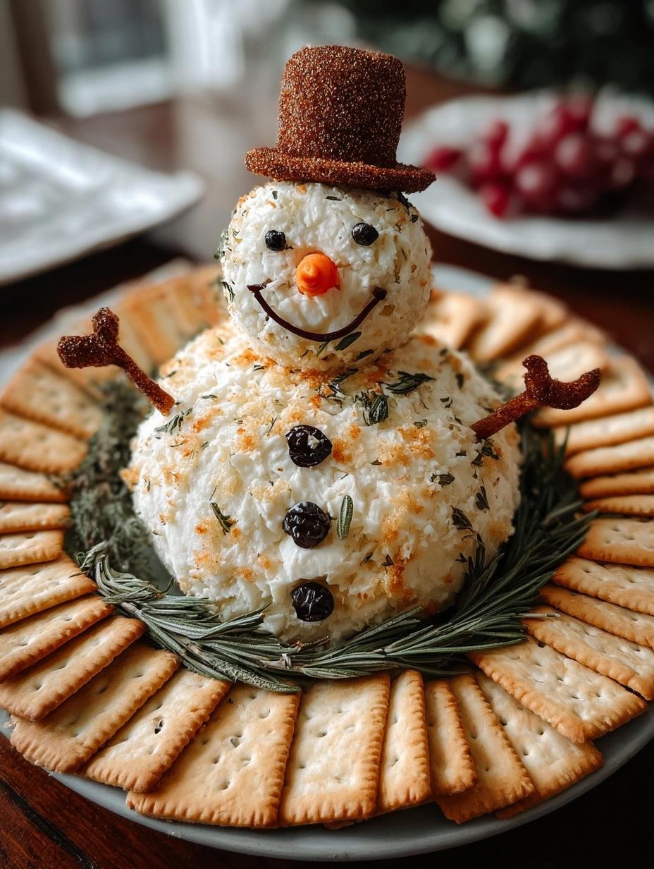 Amazing Snowman Cheese Ball: 1 Magical Recipe - Snowman Cheese Ball - additional detail
