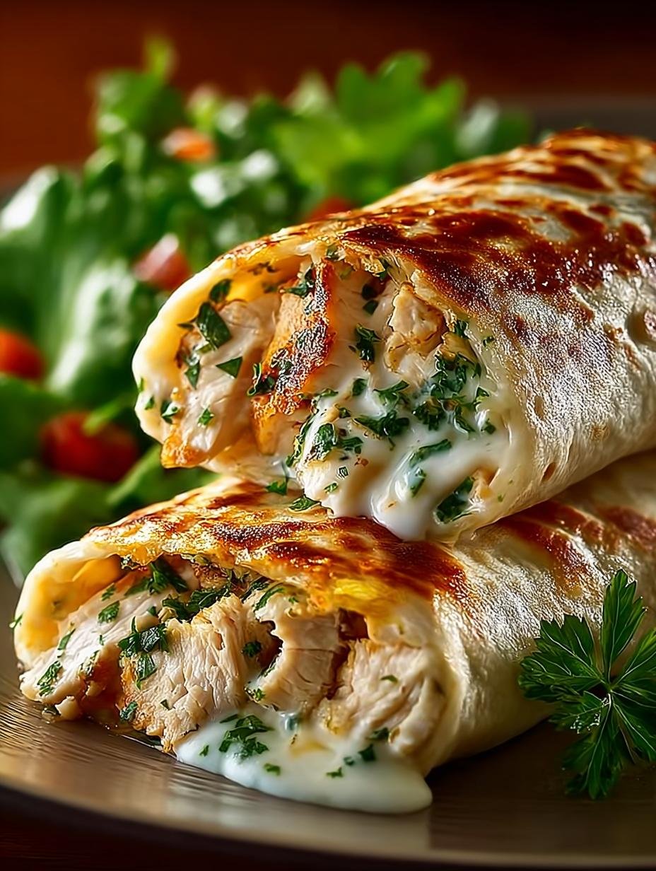 Cheesy Chicken Garlic Wraps
