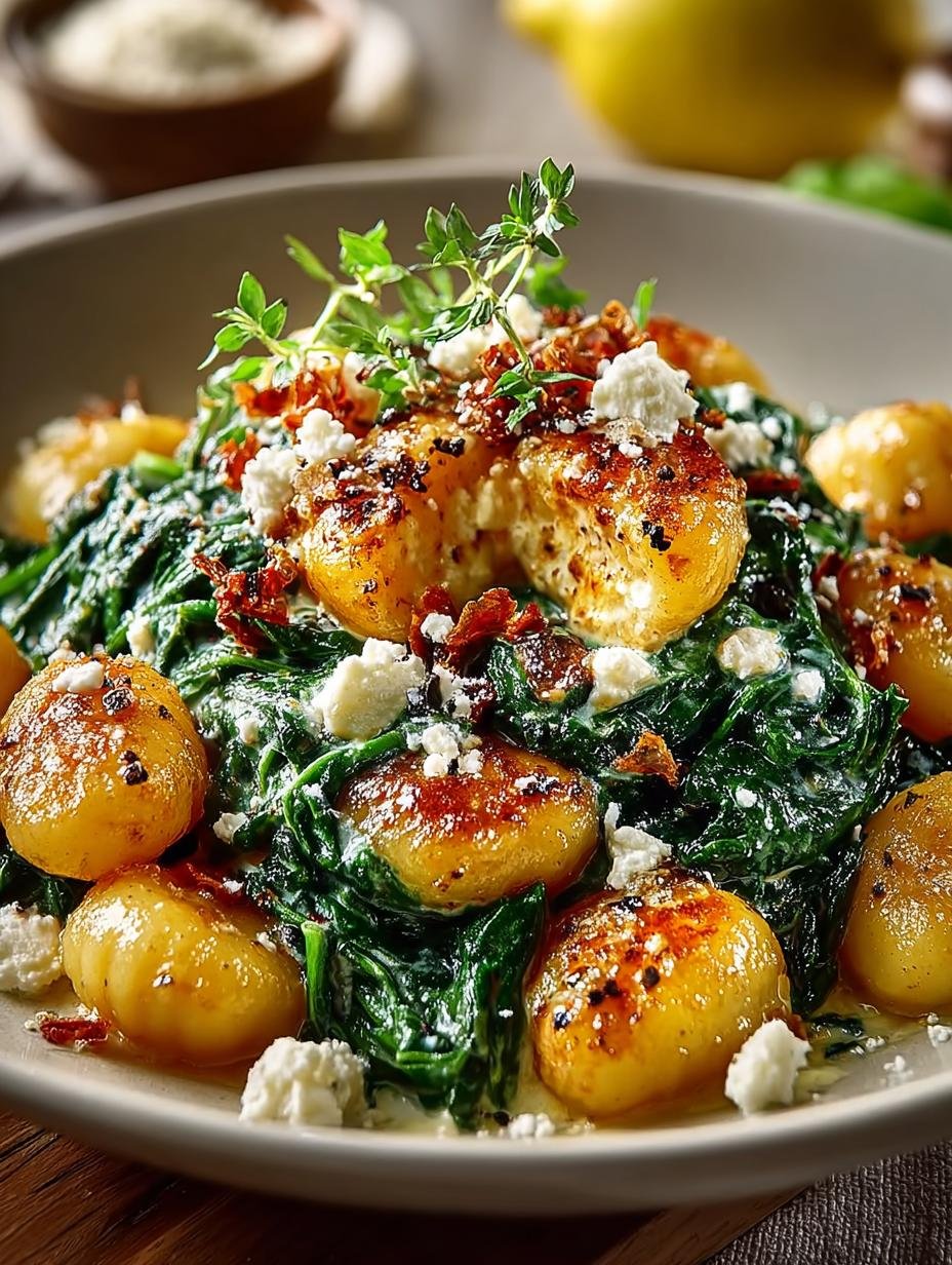 Creamy Gnocchi Spinach Feta