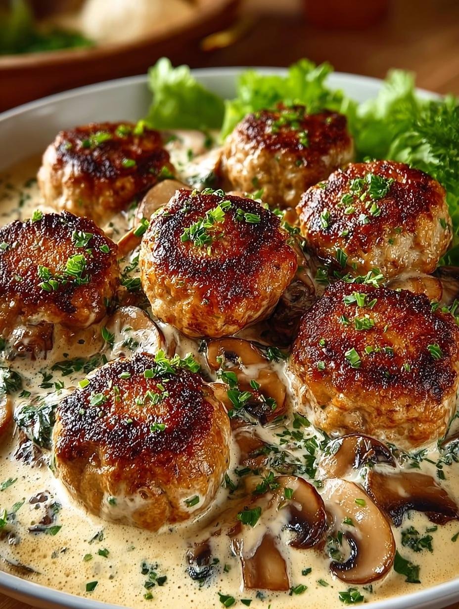 Best Creamy Mushroom Chicken Meatballs Recipe - Creamy Mushroom Chicken Meatballs - additional detail