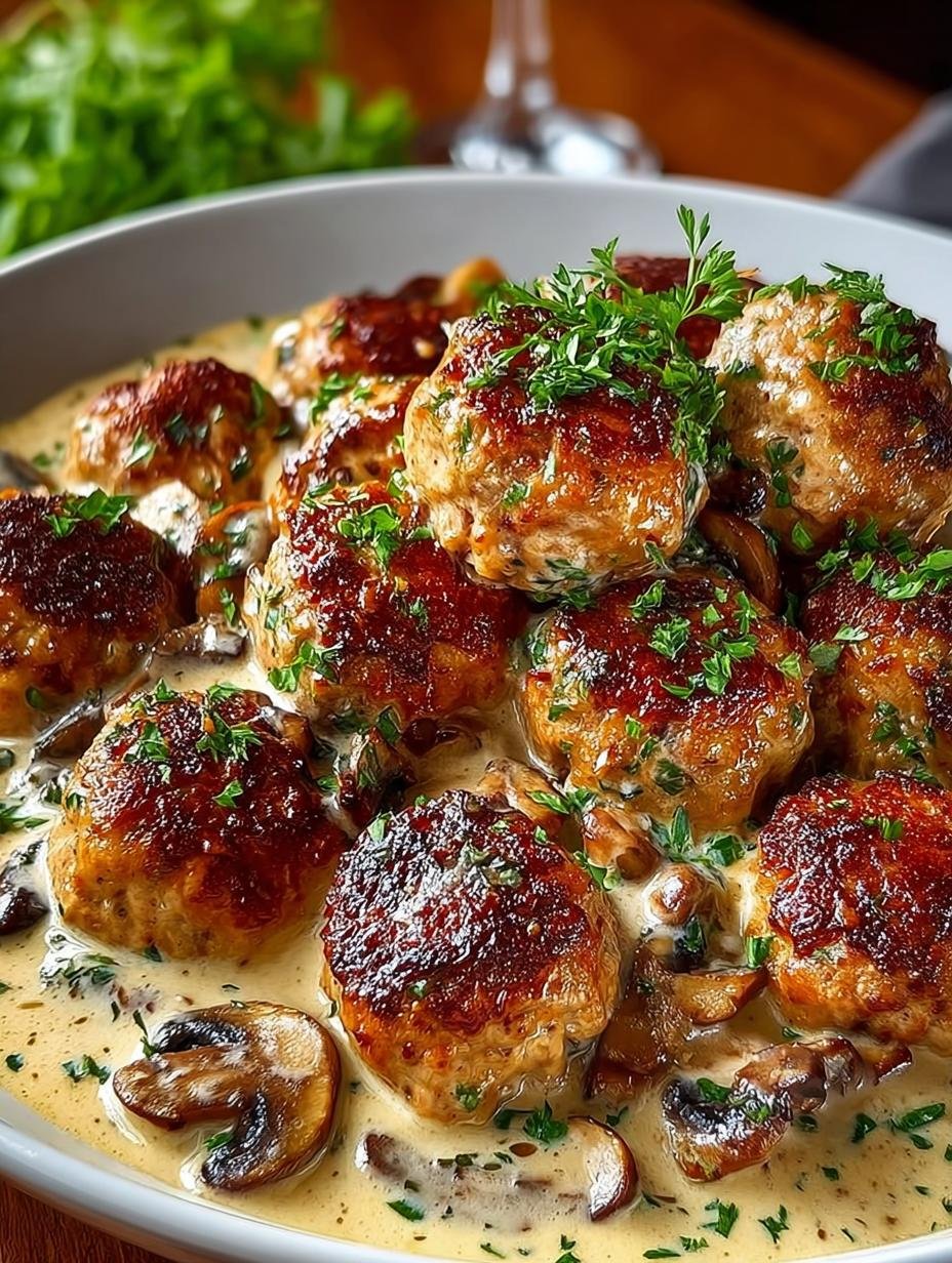 Creamy Mushroom Chicken Meatballs