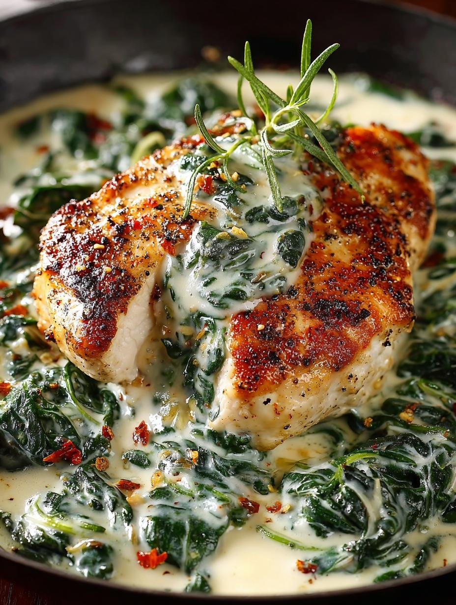 Delicious Creamy Spinach Chicken with Garlic Parmesan - Creamy Spinach Chicken - additional detail