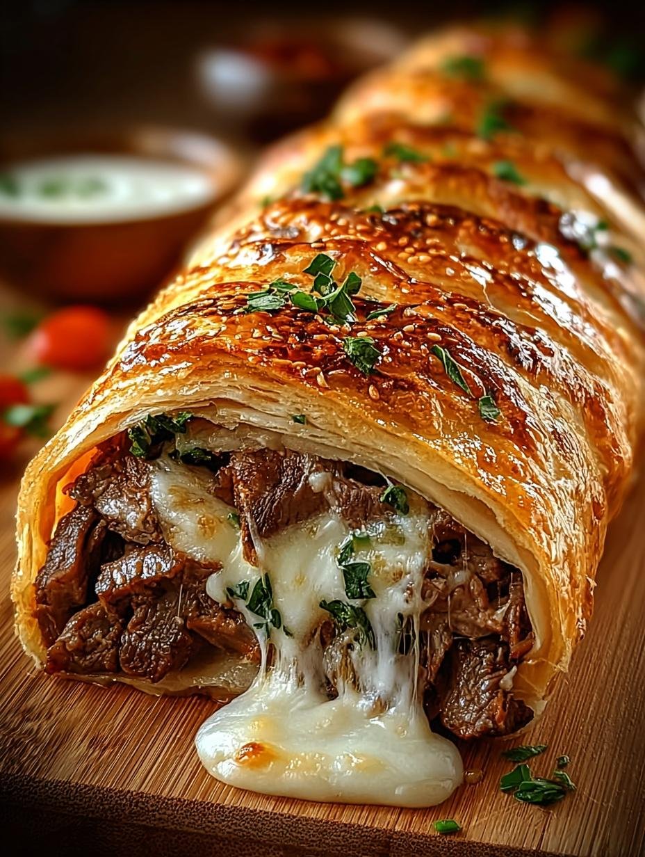 Mozzarella Cheese Steak Stromboli: A Cheesy Family Favorite - Mozzarella Cheese Steak Stromboli - main visual representation