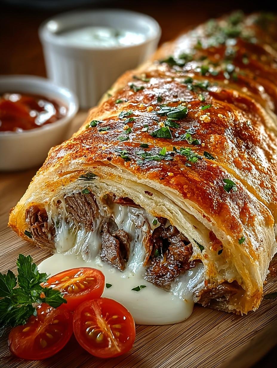 Mozzarella Cheese Steak Stromboli: A Cheesy Family Favorite - Mozzarella Cheese Steak Stromboli - additional detail