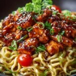 Sticky Garlic Chicken Noodles