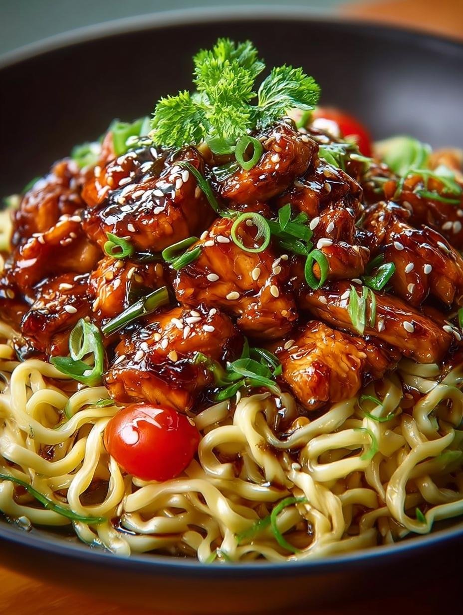 Sticky Garlic Chicken Noodles