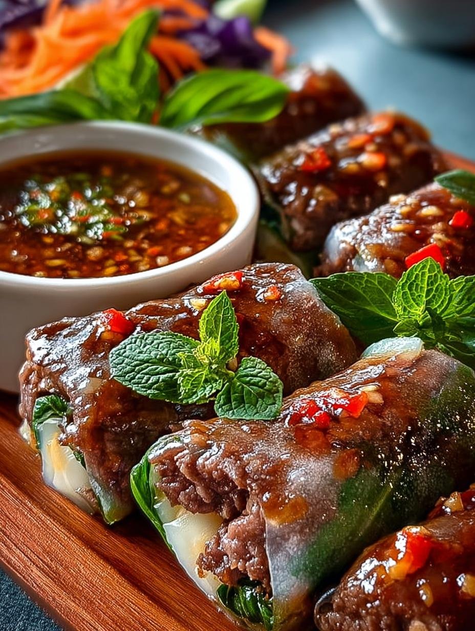 Delicious Thai Basil Beef Rolls for Amazing Appetizers - Thai Basil Beef Rolls - additional detail