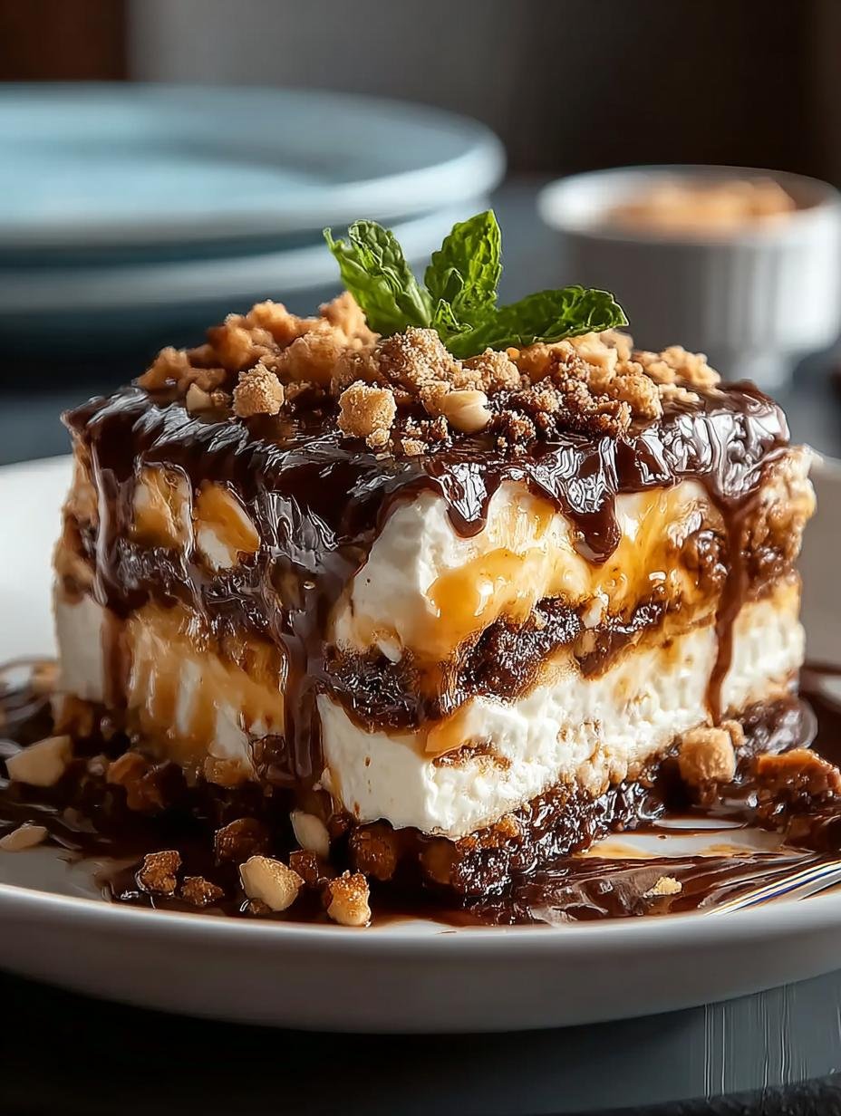 Delicious Turtle Lasagna Dessert with Creamy Layers - Turtle Lasagna Dessert - additional detail