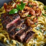 Blackened Steak Shrimp Alfredo