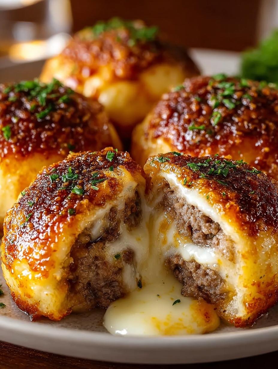 Garlic Parmesan Cheeseburger Bombs: 12 Irresistible Bites - Garlic Parmesan Cheeseburger Bombs - additional detail