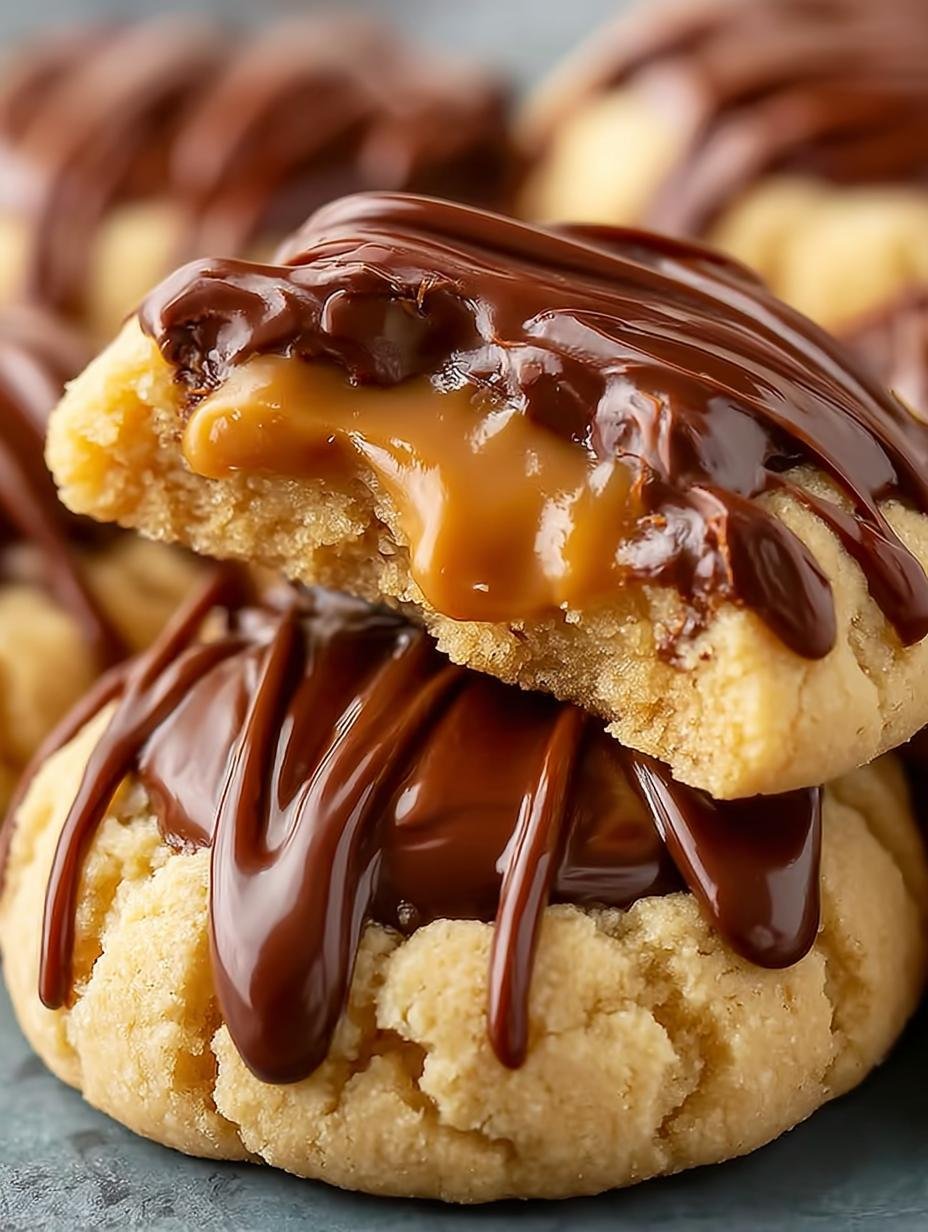 Twix Thumbprint Cookies