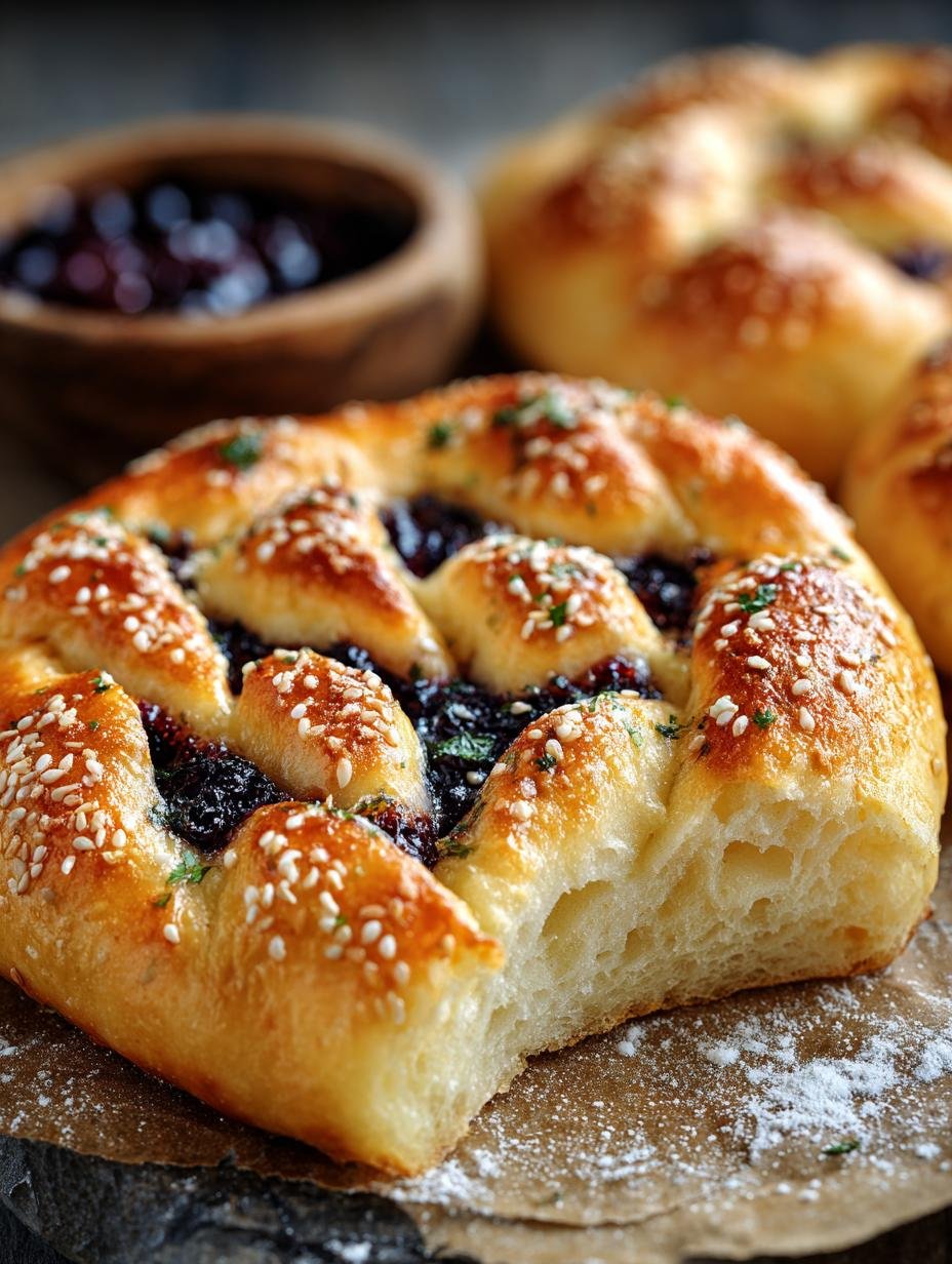 Irresistible Ekmak Syrian Bread with Blackberry Filling